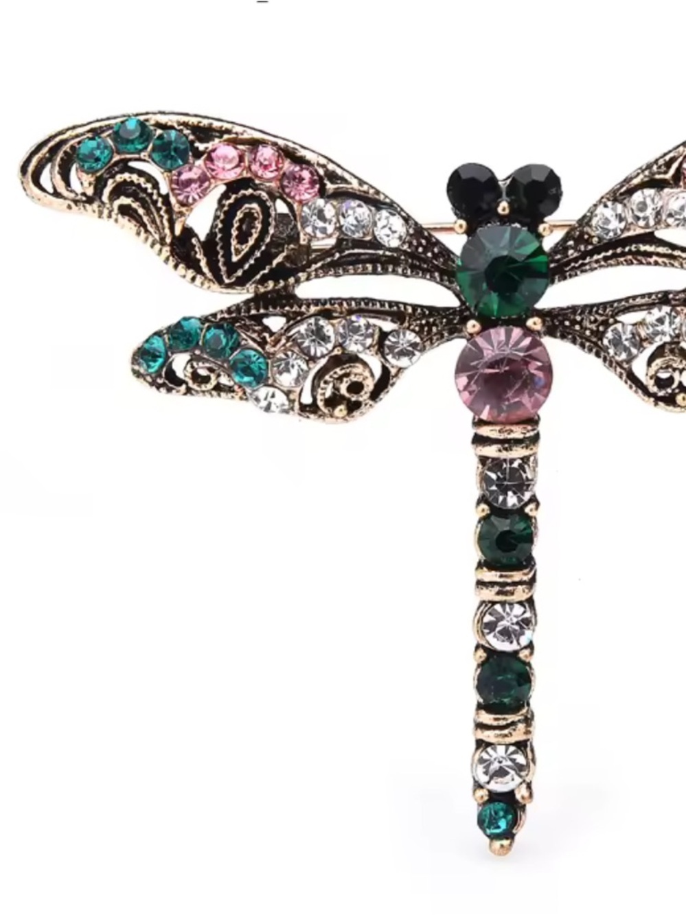 Couture Dragonfly Green Crystal Brooch - Picture 7 of 8